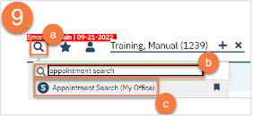 Click to select Appointment Search